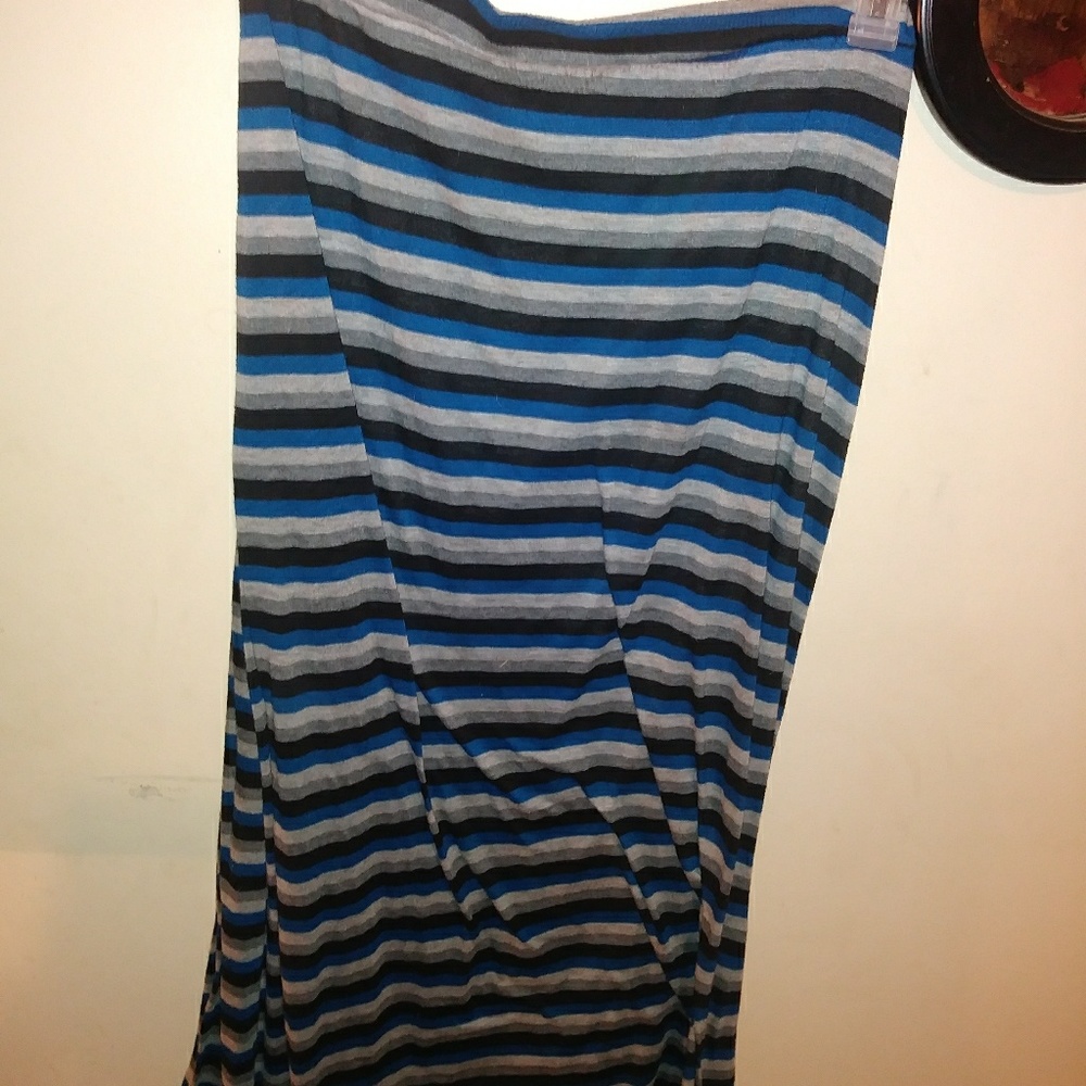 Long black grey and blue maxi skirt